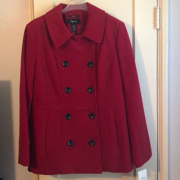 NWT! Style & Co. Red Pea Coat - Picture 4 of 4